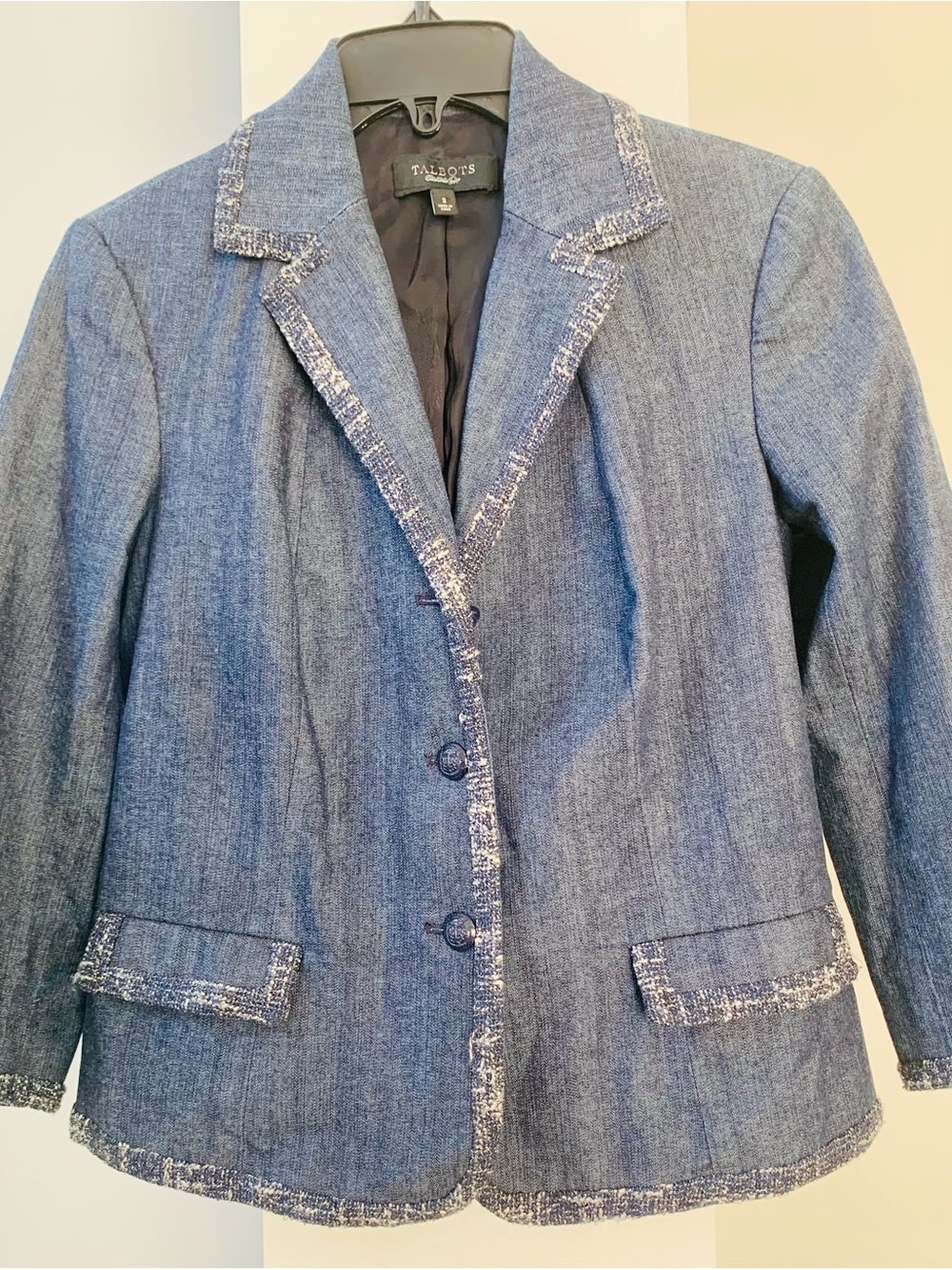 Talbots Denim and Frayed Tweed Blazer